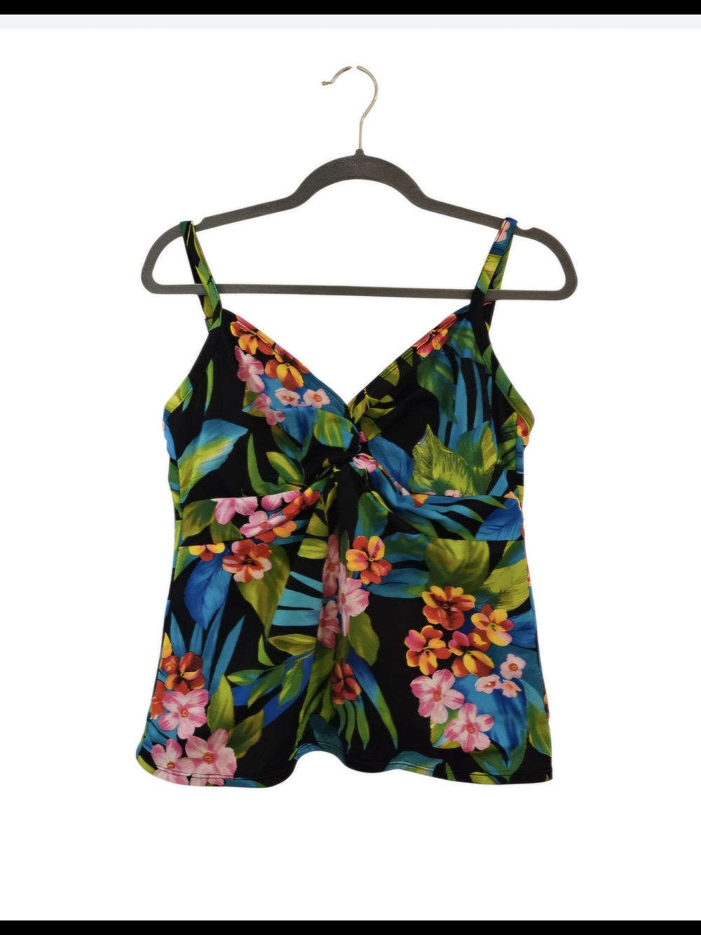 Miraclesuit Tropical Floral Swim Tank top  Pink, Blue and Green Blooms Vacation